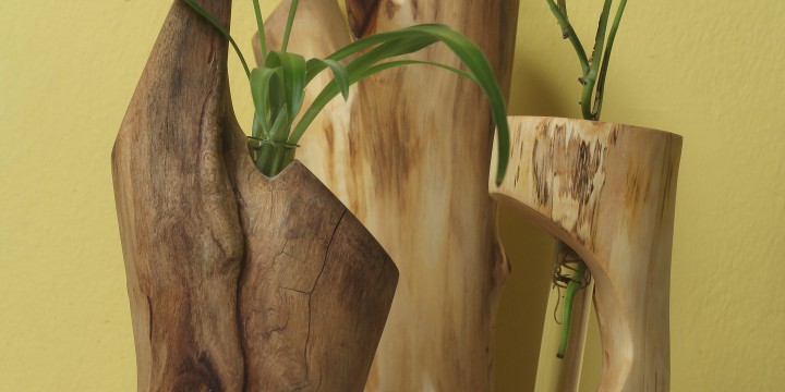 Holzvasen aus Ahorn, Akazie, Kastanie, …
Glaseprouvette mit  2 cm  Durchmesser, Höhe der Vase 11 – 17cm

€ 45,- pro Vase 