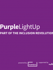 Foto: Schriftzug mit dem Motto der Kampagne PurpleLightUp